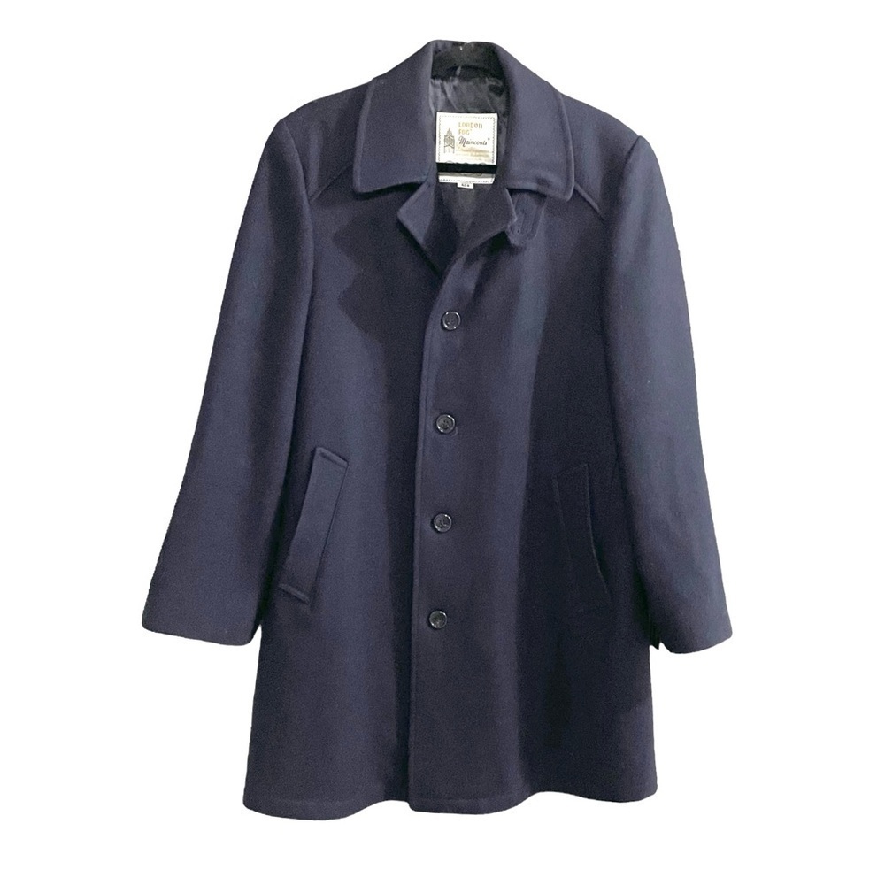 LONDON FOG Men’s Vintage Maincoats Wool Overcoat Coat Blue 40R
